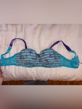 Blush Teal & Purple Floral Lace Bra